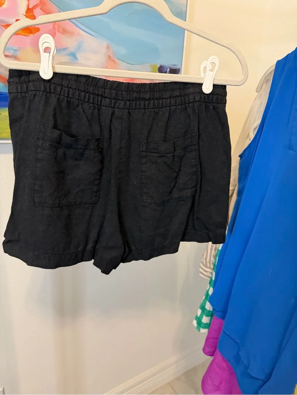 Gap Black‎ Women's Drawstring Linen-Blend Shorts Small Linen Blend